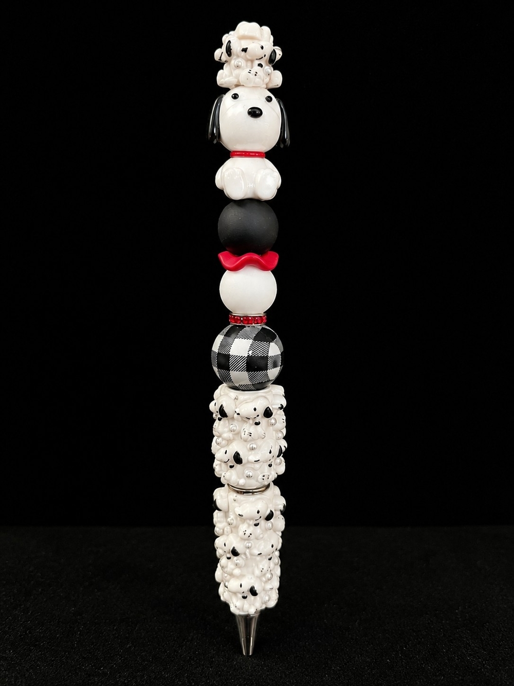 Beaded Statement Pen | Black White & Red